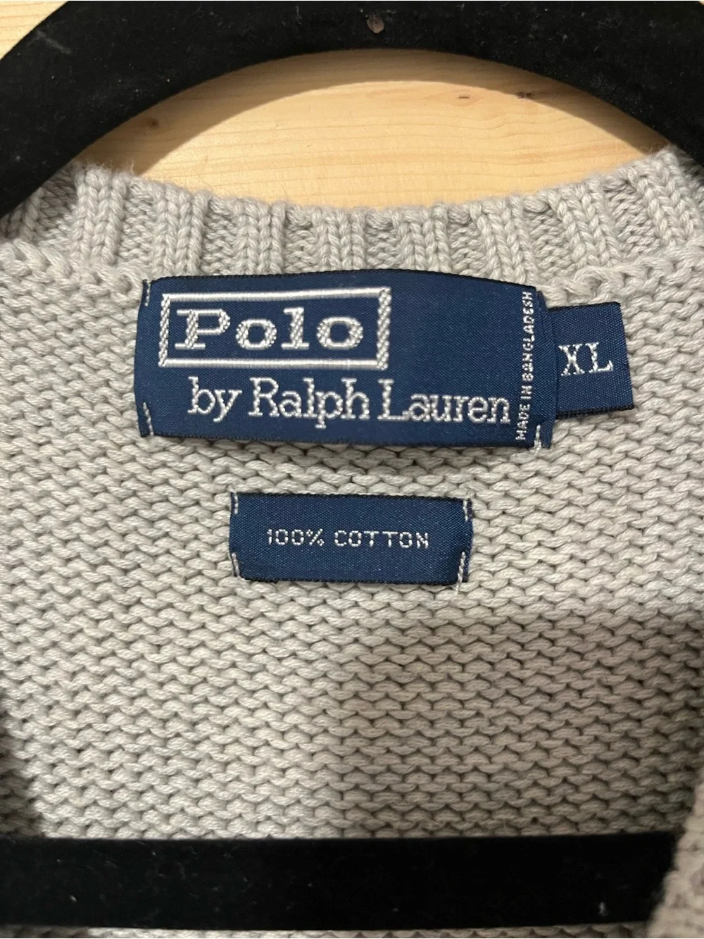 Polo Ralph Lauren Men’s Sweater Vest XL Gray 100% Cotton V-Neck Pony Logo